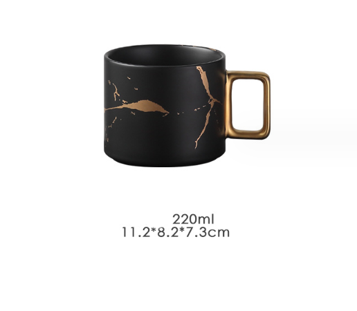 Чайная чашка ЧЕРНАЯ мрамор кружка с мраморным рисунком 220мл Кременчуг - изображение 1