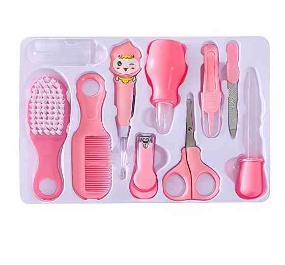 Набор для новорожденных, маникюрный 10 предметов : расческа, ножницы,кусачки,пилочка,пипетка для детей,розовый Каменец-Подольский