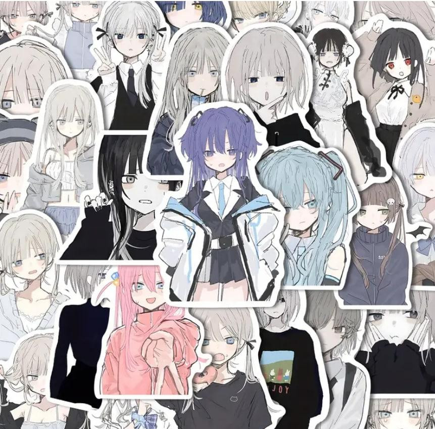 Наклейки Стикеры Аниме. Водонепроницаемые эстетические аниме наклейки. Комплект 48 штук. Киев - изображение 1