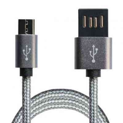 Дата кабель USB 2.0 AM to Micro 5P 1.0m Grey/Black Grand-X (FM02) Вінниця