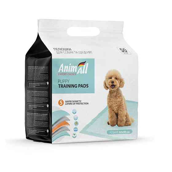 Пелюшки AnimAll Puppy Training Pads для собак і цуценят, 60 х 90 см, 50 штук Київ