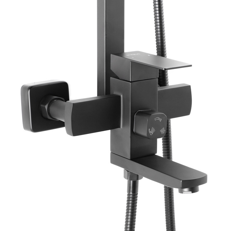 Чорна душова колона зі змішувачем Mixxus KUB-009-J з нержавіючої сталі (MI2814) Харків - фото 2