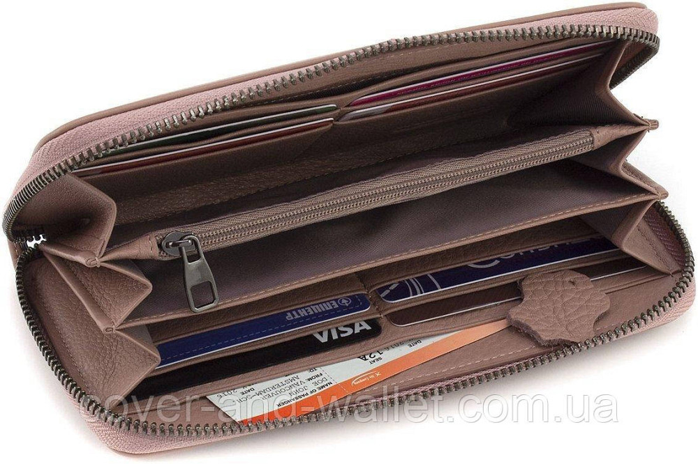 Светло-розовый женский кошелек на змейке с ремешком из натуральной кожи Marco Coverna W 004 Киев - изображение 6