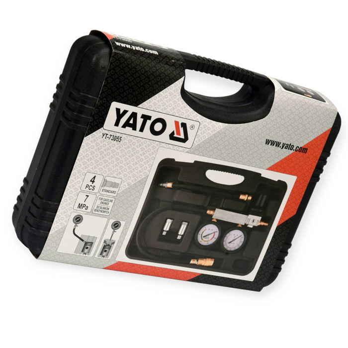 Тестер герметичності циліндрів 2 манометри, 7 бар, індикатор витоку, перехідники Yato Мукачево - фото 3