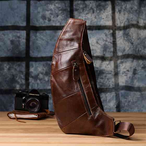 Мужская сумка с большим количеством карманов из натуральной кожи Vintage 22962 Коричневый Киев