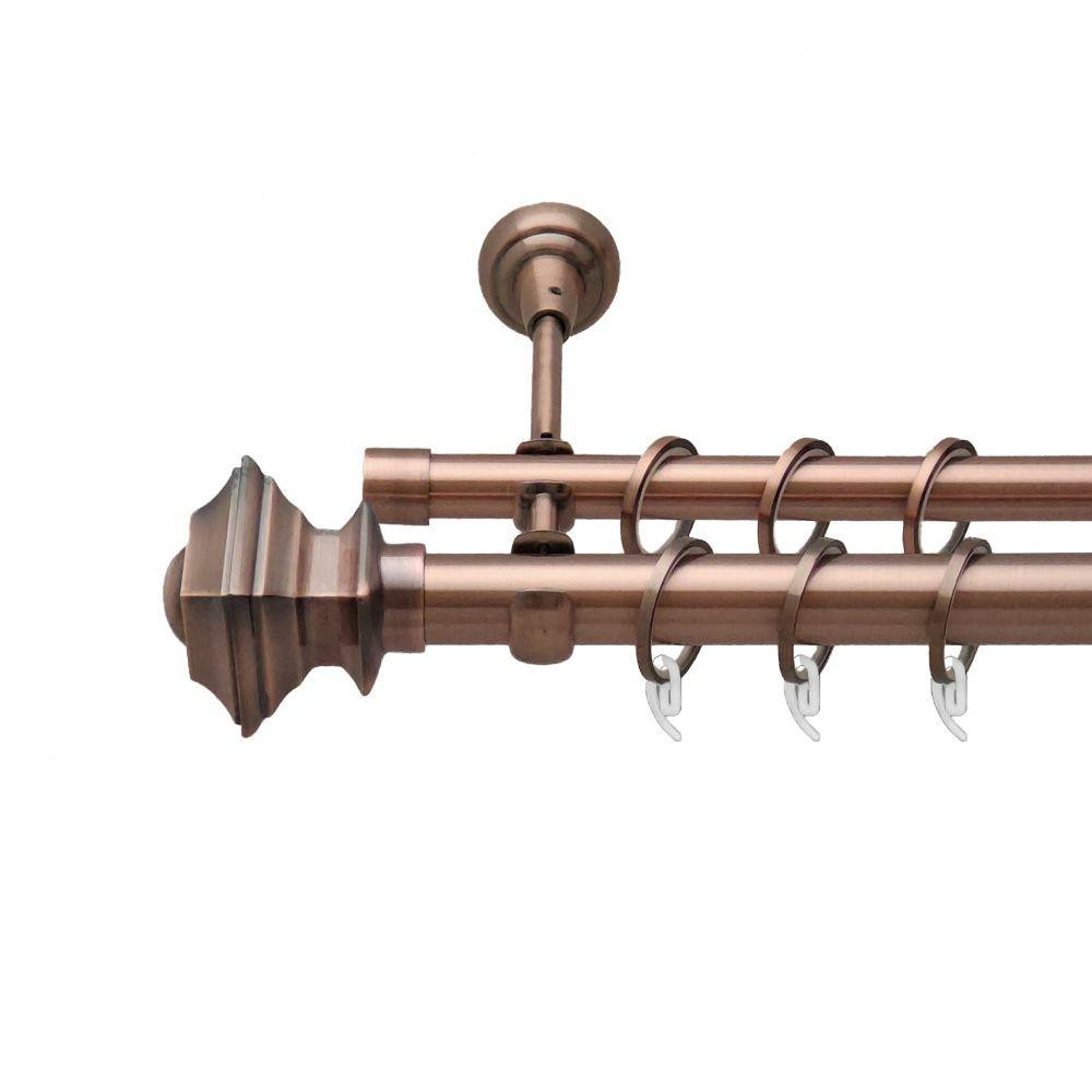 Карниз Orvit Борджеза металевий дворядний відкритий гладка труба кільце фасонне металеве  Мідь 25\16 мм 140 см Львов - изображение 1