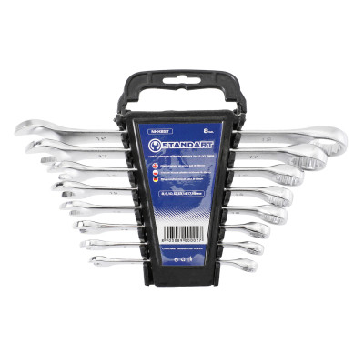 Ключ Стандарт рожково-накидной 8 шт. 8-19 мм на холдере (NKK8ST) Винница - изображение 1