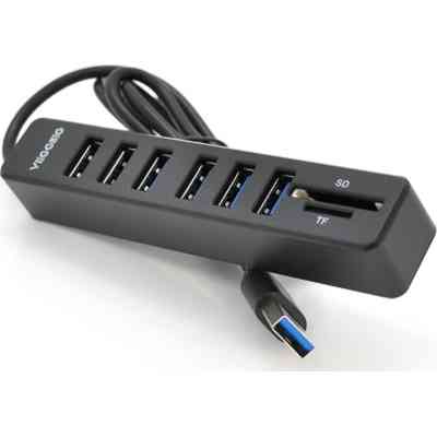 Концентратор VEGGIEG USB 2.0 8-in-1 to 6xUSB 2.0 + SD/TF black/blue (V-C306/19897) Вінниця