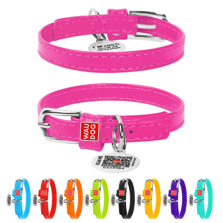 Нашийник для собак шкіряний WAUDOG Glamour з QR паспортом, без прикрас, XXS, Ш 9 мм, Дов 18-21 Коломыя - изображение 1