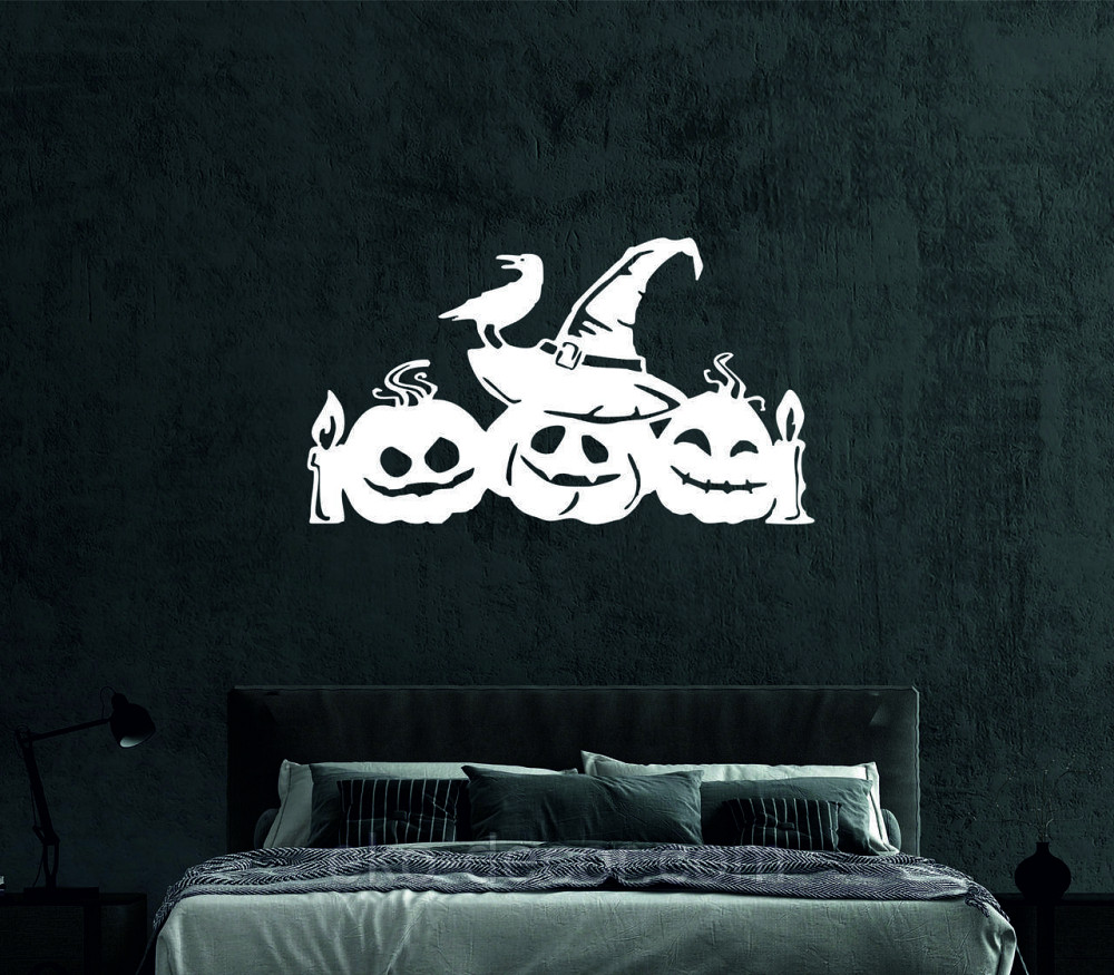 Декоративне настінне Панно «Хеллоуїн — гарбуза», Декор на стіну 50*28 см, Білий Київ - фото 6