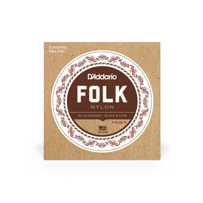 Струни для гітари D'Addario Folk Nylon 80/20 Bronze Ball End Black Treble (EJ34) Вінниця - фото 1