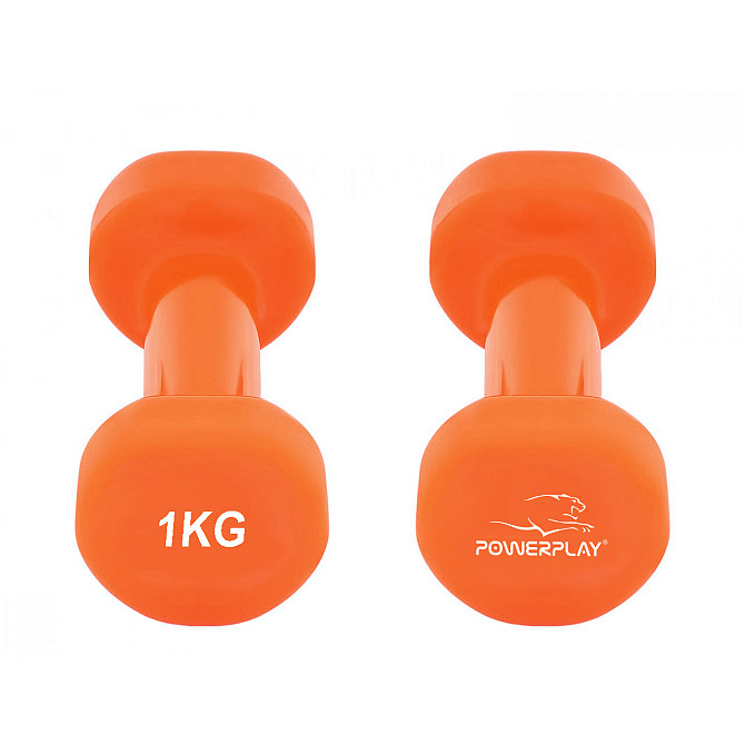Гантелі вінілові PowerPlay 4125 Achilles 2*1 кг. Помаранчеві (пара - 2шт.) + Резинка для фітнесу 7,5 Каменское - изображение 7