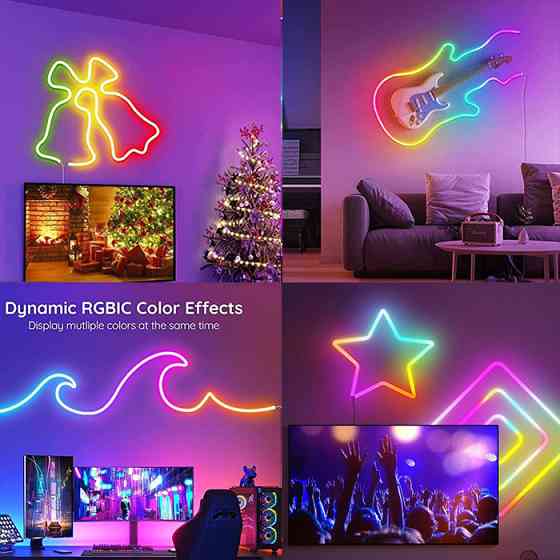 Гибкий RGB Smart Neon неон 5м USB управление с телефона + пульт ДУ + клипсы крепления Киев