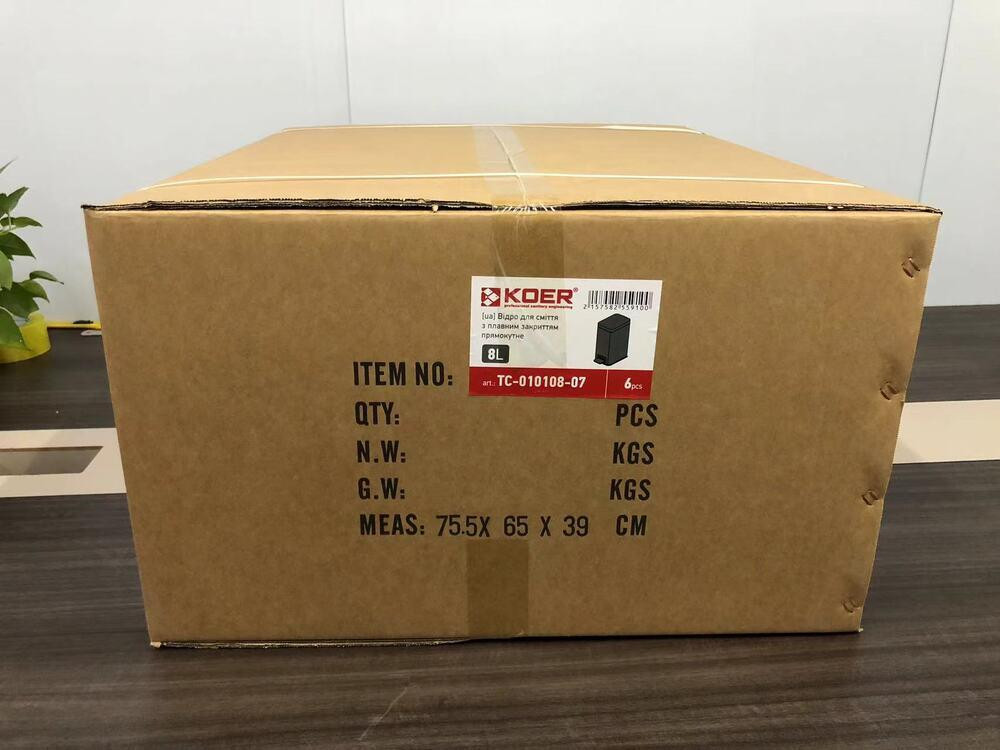 Відро для сміття з плавним закриванням прямокутне Koer TC-010108-07 8 л колір графіт антипалець (KR5591) Чернівці - фото 3