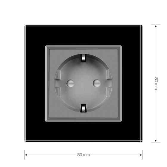LIVOLO Електрична розетка з заземленням LIVOLO, сіра з чорною рамкою, шторки, скло, 250В 16А (V Коломия