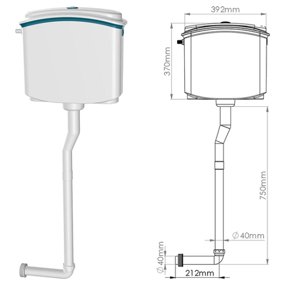 Змивний бачок з АБС NOVA з кнопкою Харків