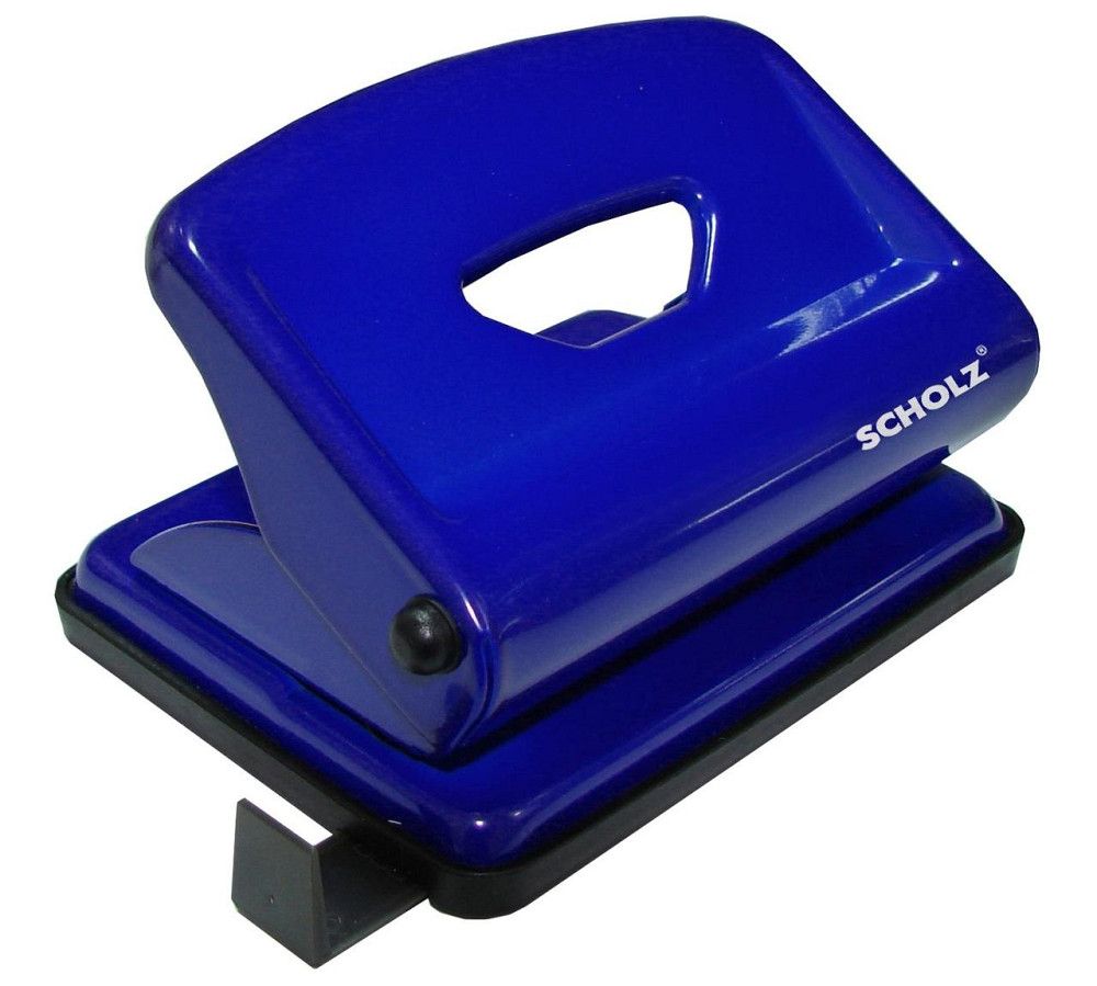 Діркопробивач металевий 16 арк. "Scholz" з лінійкою 8 см. синій, 4317-06SCH, шт Київ - фото 1