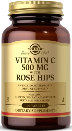 Вітамін C Solgar Vitamin C 500mg with Rose Hips 100 таб Київ