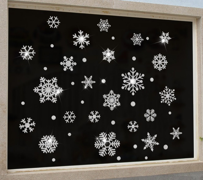 Декоративні наклейки Сніжинки золота набір Київ - фото 3