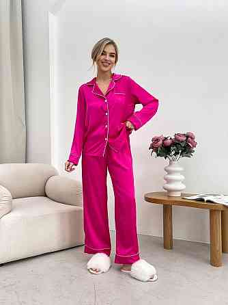 Женская стильная пижама двойка: рубашка и брюки из шелка Армани. Малина, 44/46 Одесса