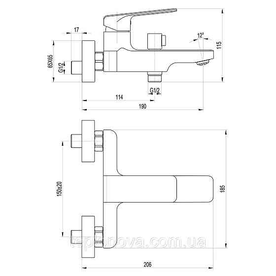 Смеситель для ванны TOPAZ ODISS TO 18101-H52 Черновцы