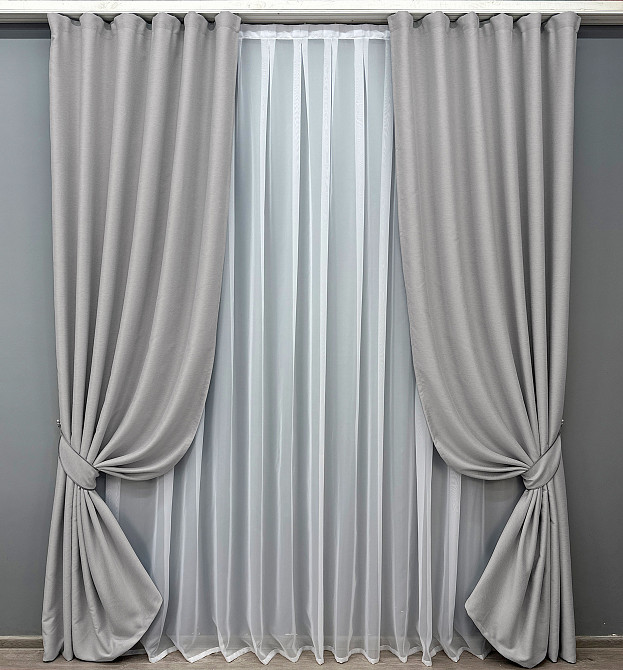 Комплект готовых штор VR-Textil Блэкаут двусторонний Eclipsе № 1792ш Серый 150х270 см 2 шт (33-0769) Киев - изображение 2