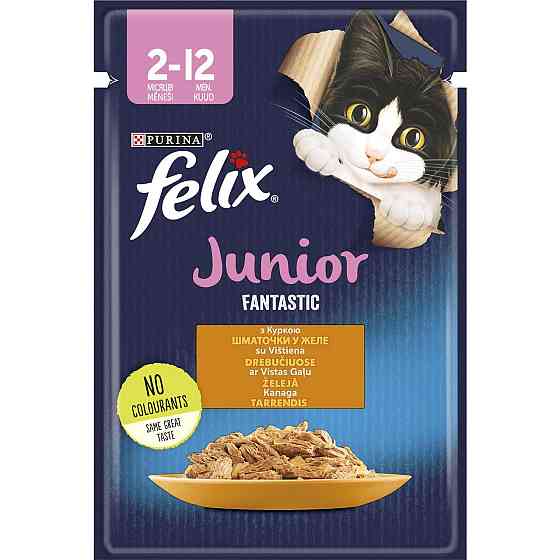 Вологий корм для котів Фелікс Felix Fantastic Junior з куркою в желе 85 г, Purina Вінниця