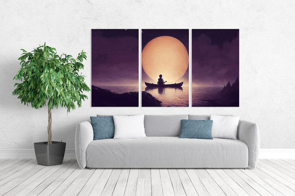 Модульна картина у вітальню/ спальню  Один в каноє       ART-157_3A 70х130 см Київ - фото 2