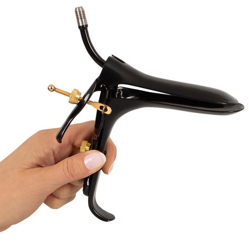 Вагинально-анальное зеркало Fetish Collection Speculum из нержавеющей стали, чёрно-золотое, 15 см Sex Aura Киев - изображение 7