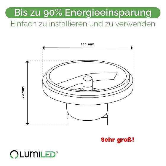Світлодіодна лампа LED AR111 G53 Lumiled 12V 15W 1521 лм 3000K 24° теплого світла сріблястий не затемнювана Київ