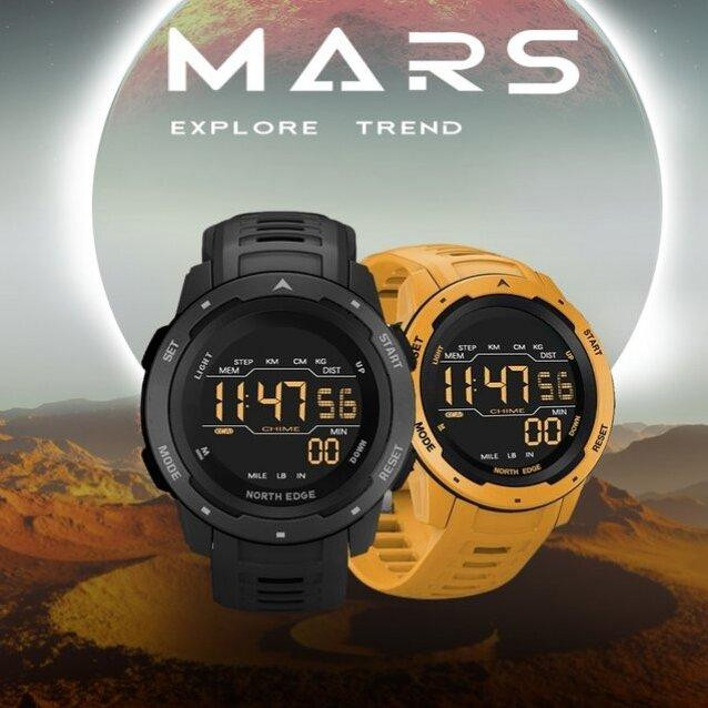 Часы мужские водостойкие тактические North Edge Mars Pro Black 5BAR Черный Киев - изображение 19