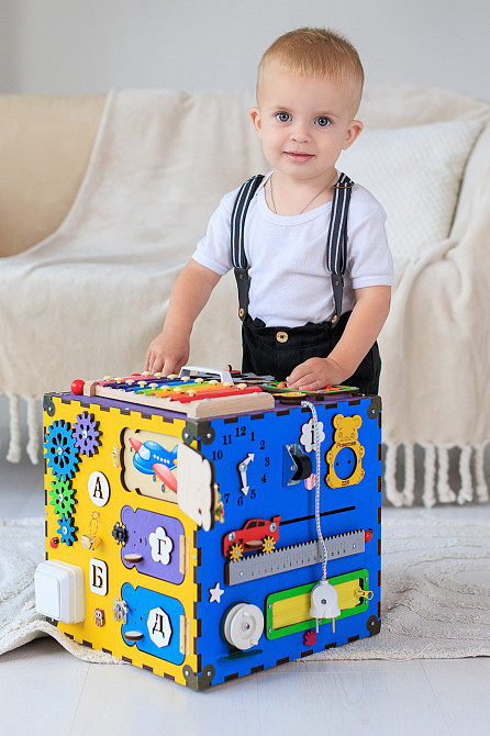 Бизиборд бизикуб 30см Развивающая игрушка детский большой натуральный деревянный Бизиборд бизикуб детский для мальчика и девочки Тернополь - изображение 19