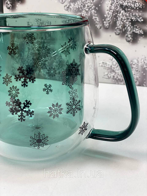 Кухоль чашка подвійне скло Olens "Зимове небо" 350 мл Ручне миття 102-1175 Київ - фото 5