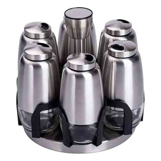 Yiwu Набір баночок для спецій 6 шт 15х15х16 см карусель для зберігання спецій HP-1300 Київ