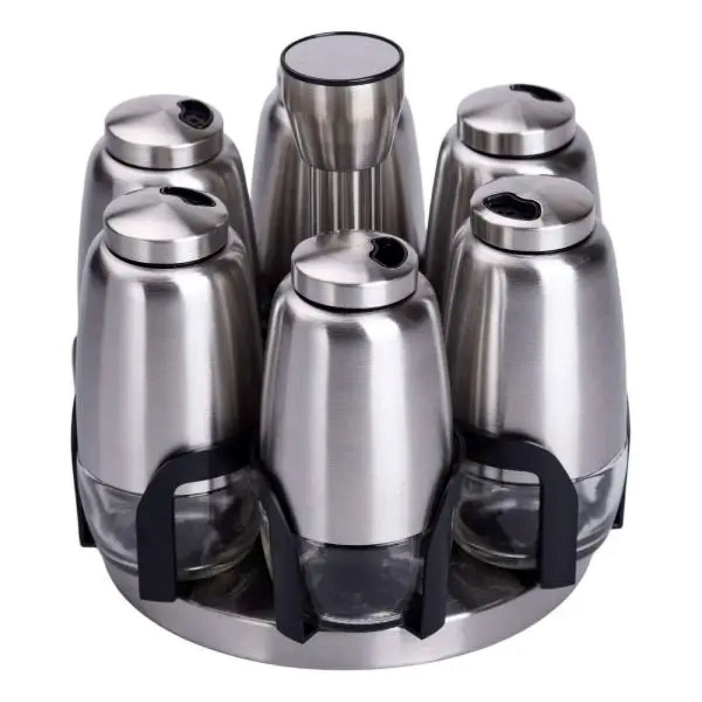 Yiwu Набір баночок для спецій 6 шт 15х15х16 см карусель для зберігання спецій HP-1300 Киев - изображение 5