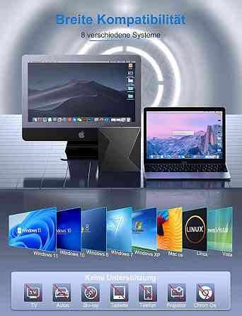 Внешний оптический привод Umaniy USB3.2 (USB-C) черный DVD±RW/CD±RW 24x CD 8x DVD Plug and Play для ноутбука и Киев