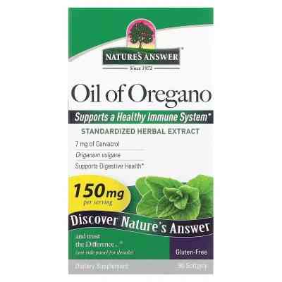 Травы Nature's Answer Масло орегано, 150 мг, Oil of Oregano, 90 гелевых капсул (NTA-16308) Винница
