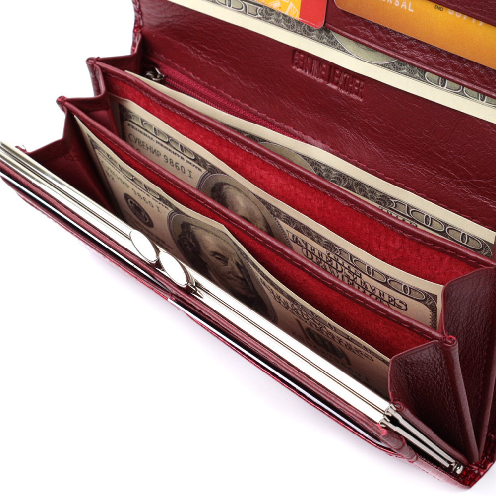 Кошелек для женщин из натуральной лакированной кожи ST Leather 22680 Красный Киев - изображение 7