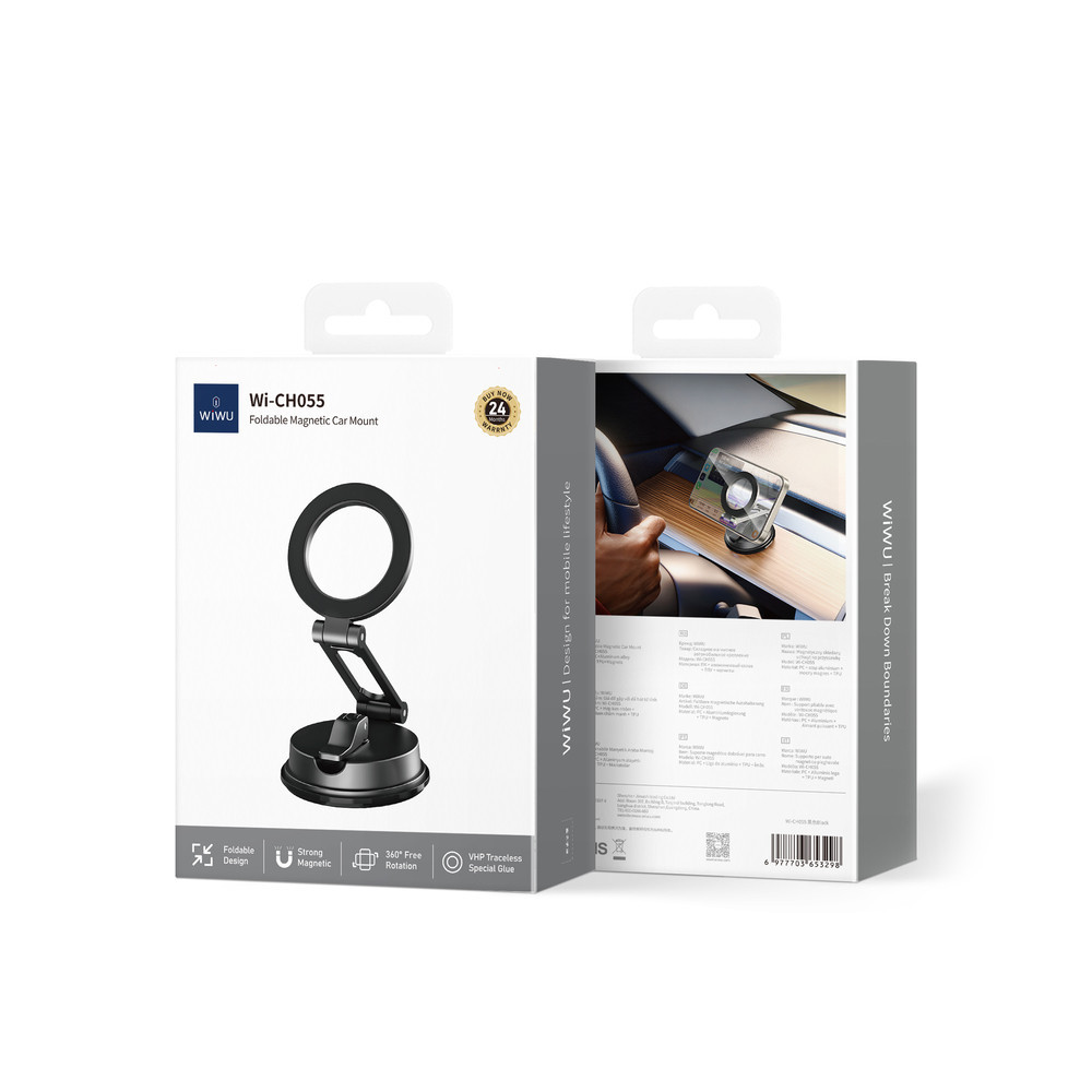 Автотримач для телефона WIWU Foldable Magnetic Car Mount Wi-CH055 Black Одеса - фото 2