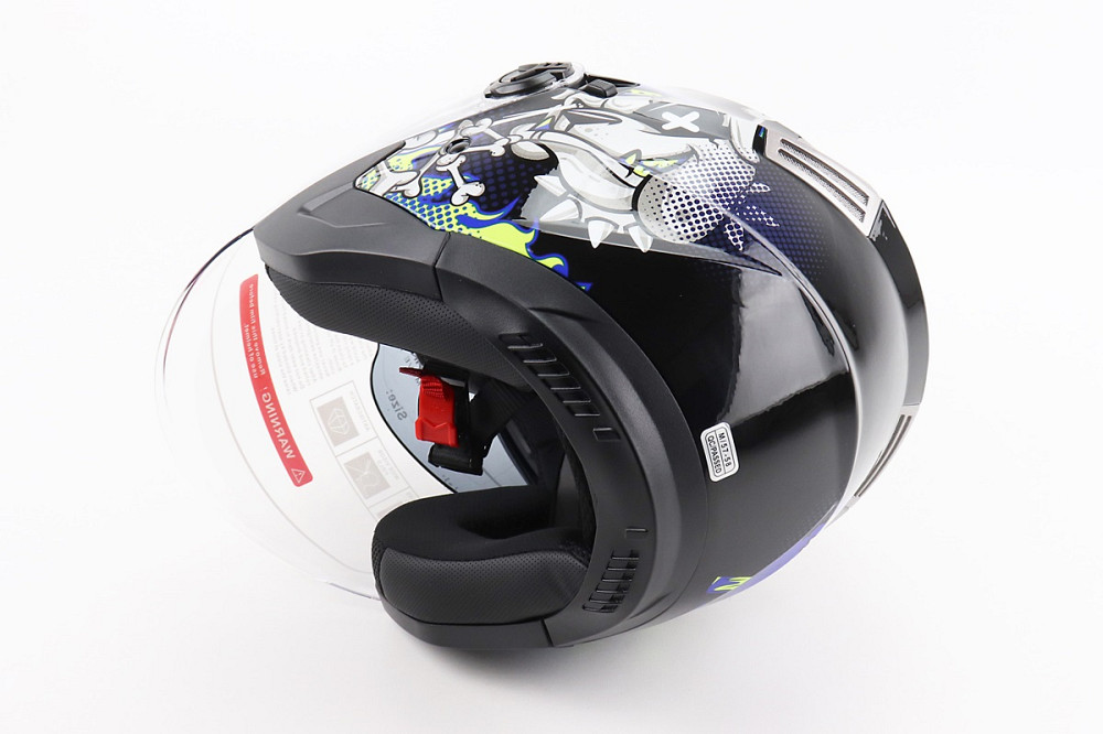 Шолом відкритий+відкидні окуляри BLD-708 М (57-58см), ЧОРНО-СИНІЙ "Bulldog" Киев - изображение 2