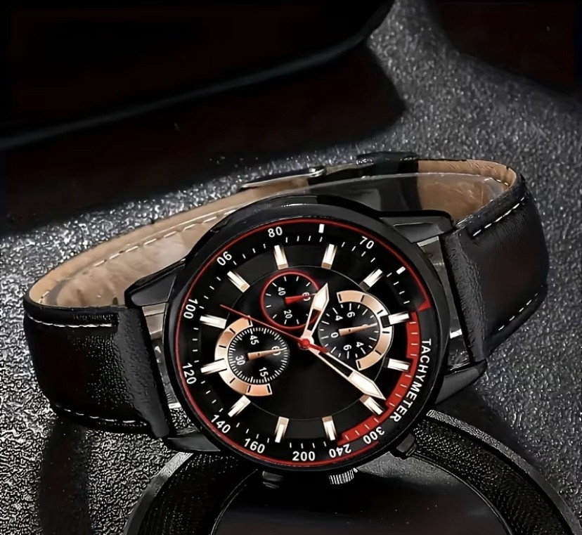 Подарунковий набір для чоловіків Черепаха наручний годинник з 4 браслетами червоний Київ - фото 5