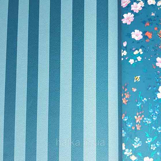 Обои виниловые на флизелине 0.53х10.05 Rasch Textil Petite Fleur 5 полосы темно синие серо синие Киев