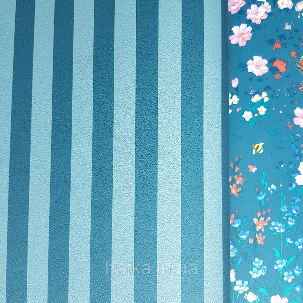 Обои виниловые на флизелине 0.53х10.05 Rasch Textil Petite Fleur 5 полосы темно синие серо синие Киев - изображение 3