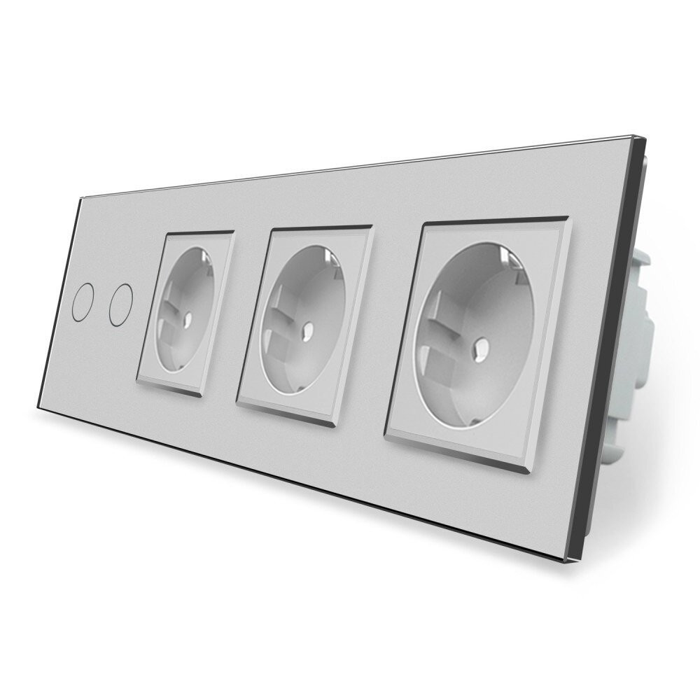LIVOLO Розумний сенсорний ZigBee вимикач 2 сенсора 3 розетки Livolo сірий скло (VL-C702Z/C7C3EU Коломия - фото 4