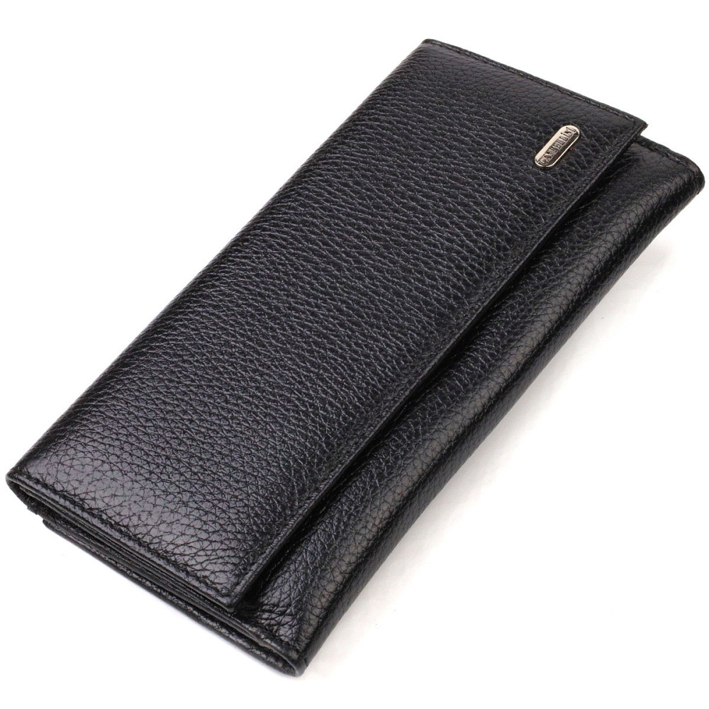 Унікальне портмоне унісекс з натуральної дрібнозернистої шкіри CANPELLINI 21856 Чорне Київ - фото 1