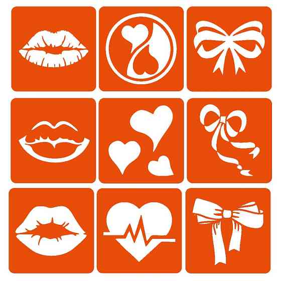 Набір хни з трафаретами для біо-тату №10 henna-set-10, 9 трафаретів Вінниця