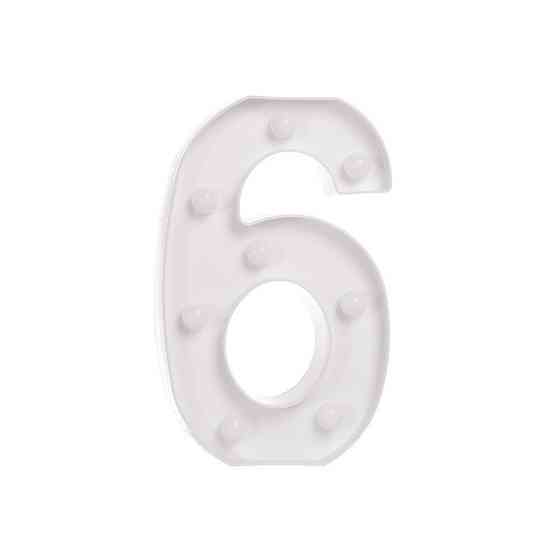 Объемная цифра 6 Led декоративная маленькая 21 на 13 см белый Киев