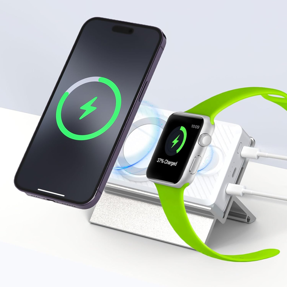 Повербанк LIMETA PB50 DW 15000 мАг MagSafe PD 36W з бездротовою зарядкою для iPhone та Apple Watch, Bluetooth, USB-C, білий Київ - фото 18