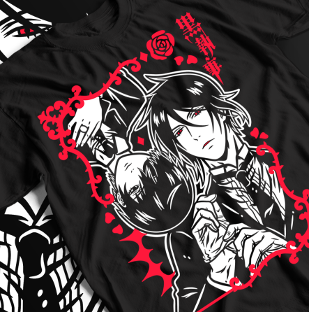 Футболка для хлопчика з аніме принтом Блакк Бутлер Кіел Пхантомхіве оверсайз (зріст від 165 до 180) Чорний AnimeJ0624m Дніпро