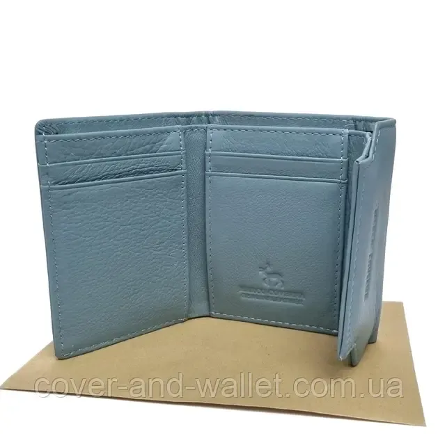 Блакитний жіночий шкіряний гаманець маленького розміру на магнітній застібці Marco Coverna Київ - фото 8